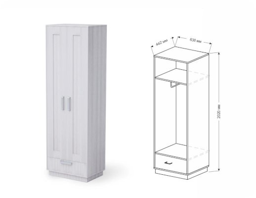 Шкаф для одежды 2х дверный Визит-6 (Квадро) (Марибель)