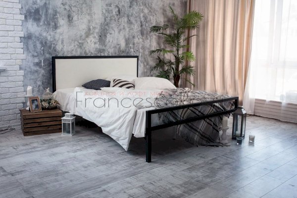 Кровать Лофт Лоренцо чёрная с белой вставкой (Francesco Rossi)